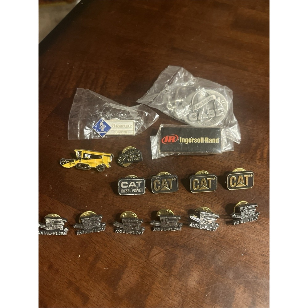 Vintage Agricultural Pin & Keychain Lot - Case 150th, CAT, New‎ Holland Olympic